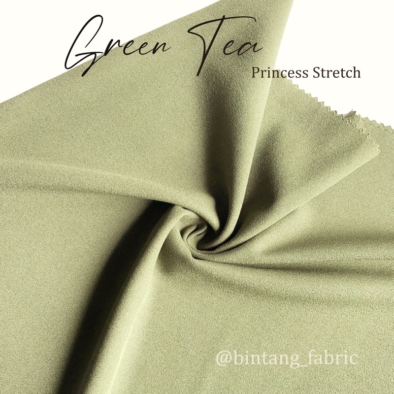 Bahan Kain Princess Stretch Lady Zara 1 meter-Green Tea