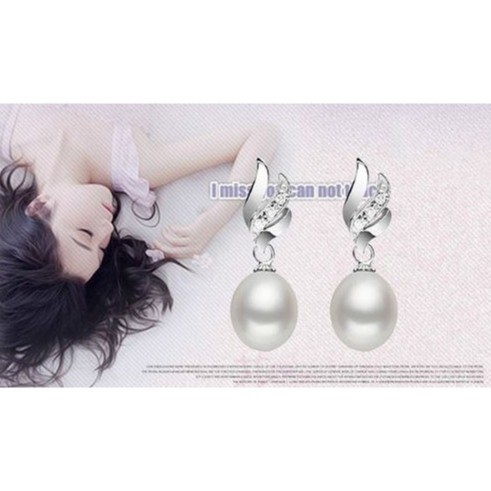 Anting Korea Jepit Mutiara Air Tawar ASLI - A016