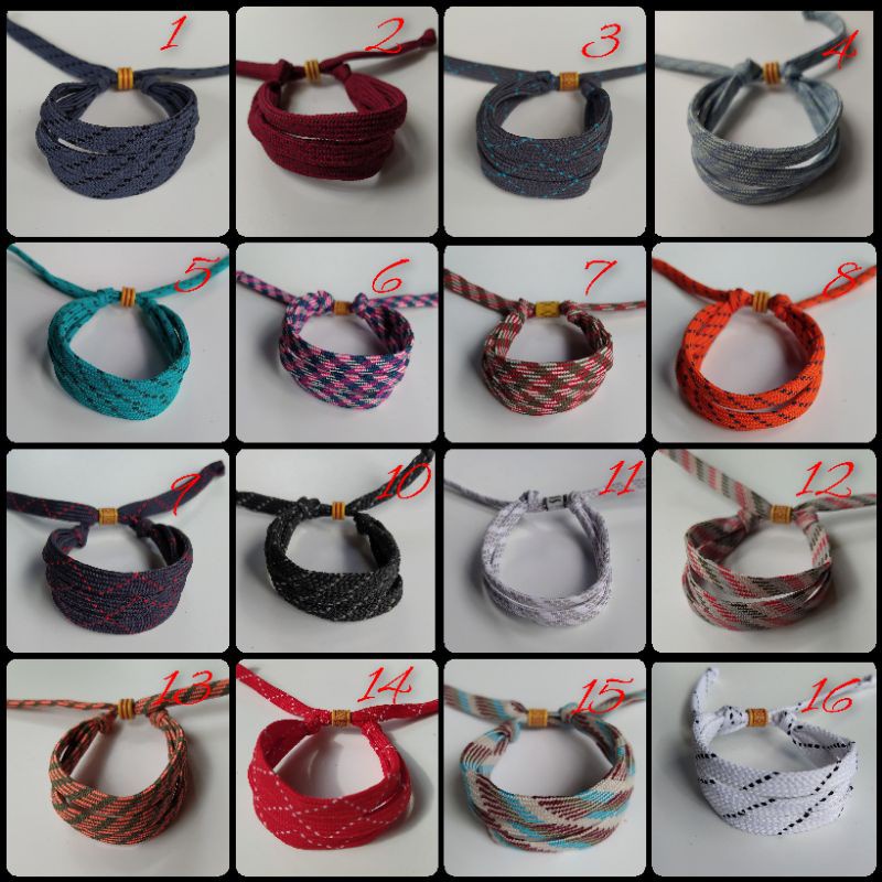 GELANG TALI PRUSIK / Gelang Prusik Pipih 3 Rangkap Motif Corak / Aksesoris Tangan Pria Wanita