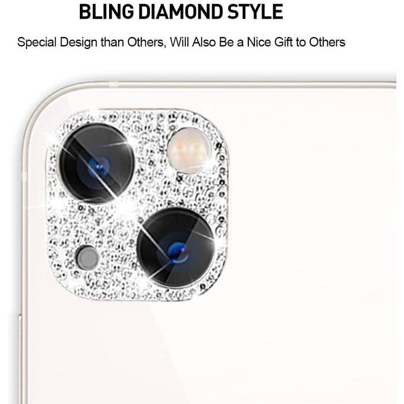 Case Pelindung Lensa Kamera Belakang 3D Aksen Berlian Bling Untuk iPhone 13 12 11 Pro MAX Mini