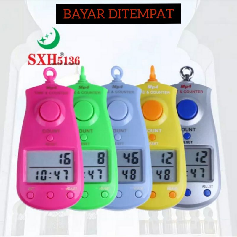 TASBIH DIGITAL LAYAR BESAR PLUS JAM 4 DIGITS