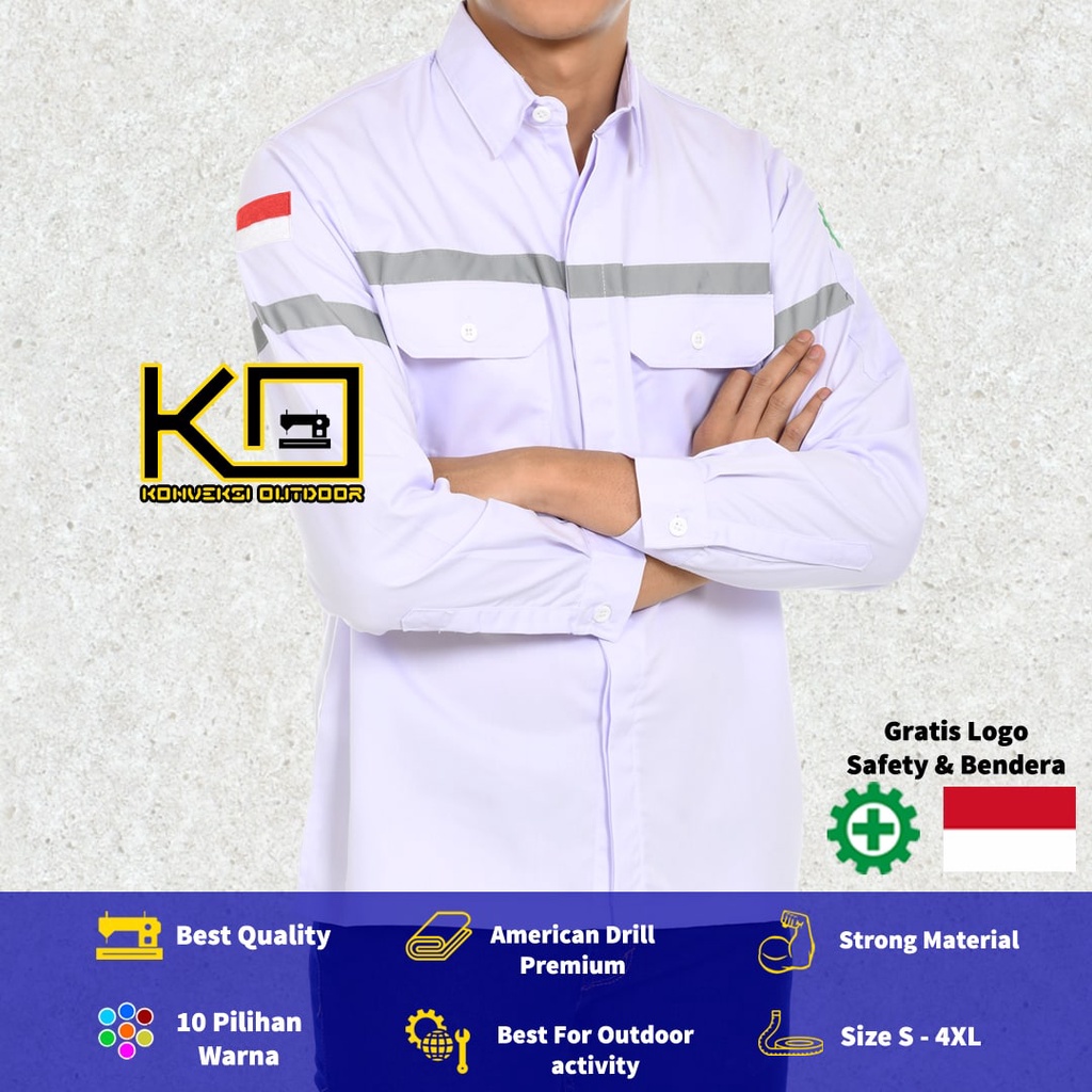 JUMBO - KEMEJA WEARPACK BAJU SAFETY K3 OUTDOOR INDOOR 3XL 4XL - Seragam Kemeja Kerja Lapangan Lengan Panjang Proyek Bangunan Tambang Alat Berat PLN Enginer Instalasi Mesin werpek sefti Scotlit Khusus Jumbo XXXL XXXXL Konveksi Outdoor