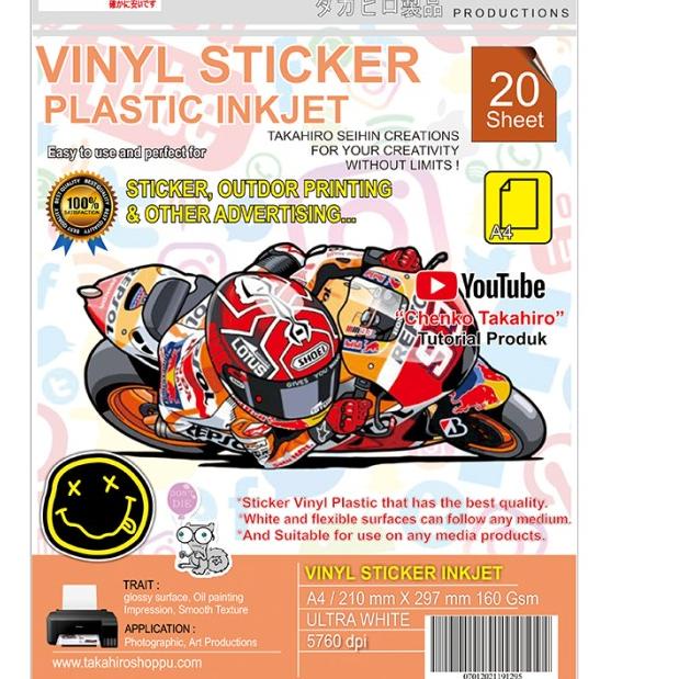 

♚ Sticker Vinyl Plastic Inkjet A4 isi 20 ●