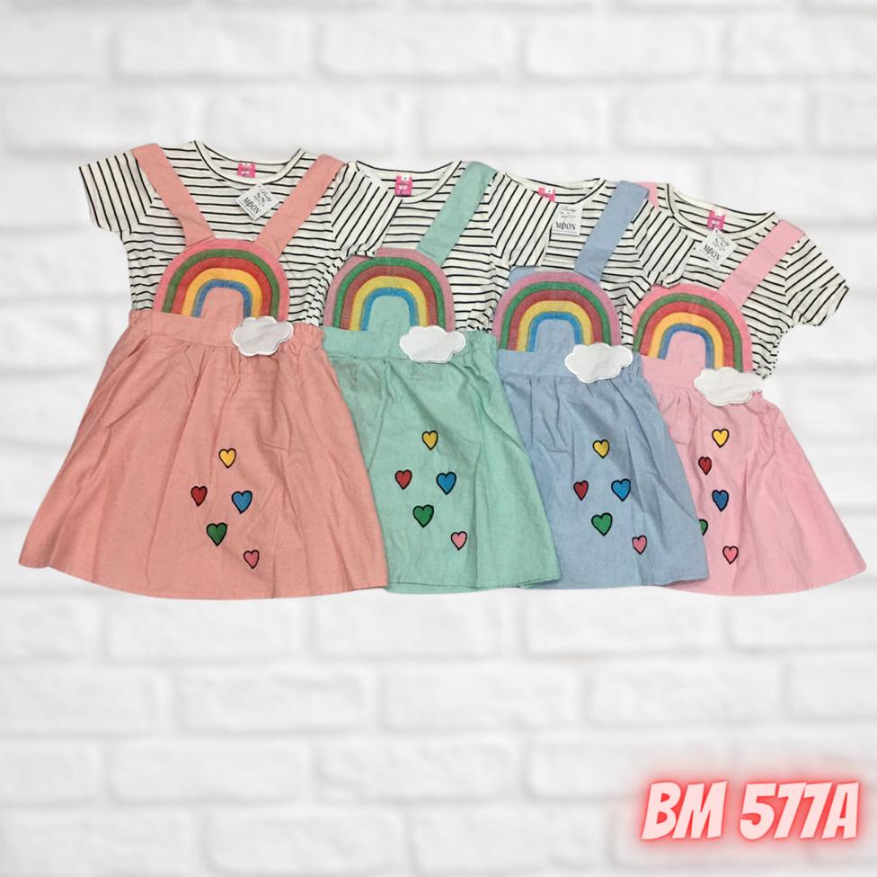577A BAJU PAKAIAN ANAK PEREMPUAN JUMPSUIT ROK DRESS KODOK CUTE BABY MOON GROSIR