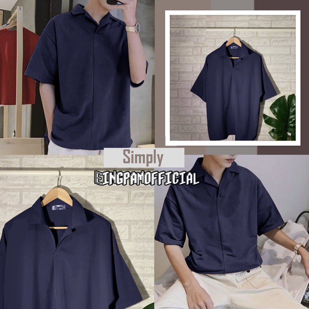 AMSPRO kemeja pria kemeja casual kemeja polos kemeja v neck pd 06