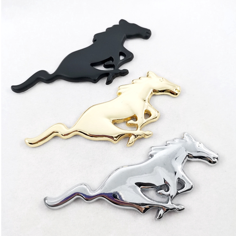 2pcs Stiker Emblem Logo Kuda Besar Bahan Metal Untuk Ford Mustang