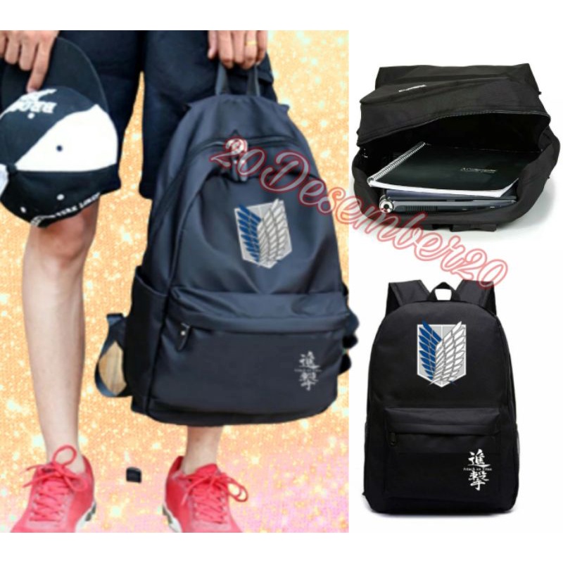 Tas Sekolah Ransel Backpack Cowok Cewek SMP SMA  SMU Kuliah Murah Kent Kent kanvas Murmer Abu AOT-3