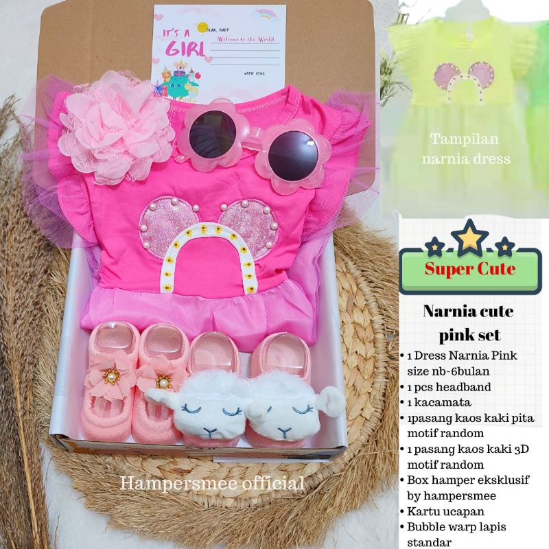 HAMPERSMEE SET PREMIUM - HAMPERS BAYI HAMPERS BABY KADO BAYI BABY GIFT HADIAH KELAHIRAN NEWBORN MURAH HEMPERS BAYI PARCEL BAYI BARU LAHIR-Narnia Pink premium