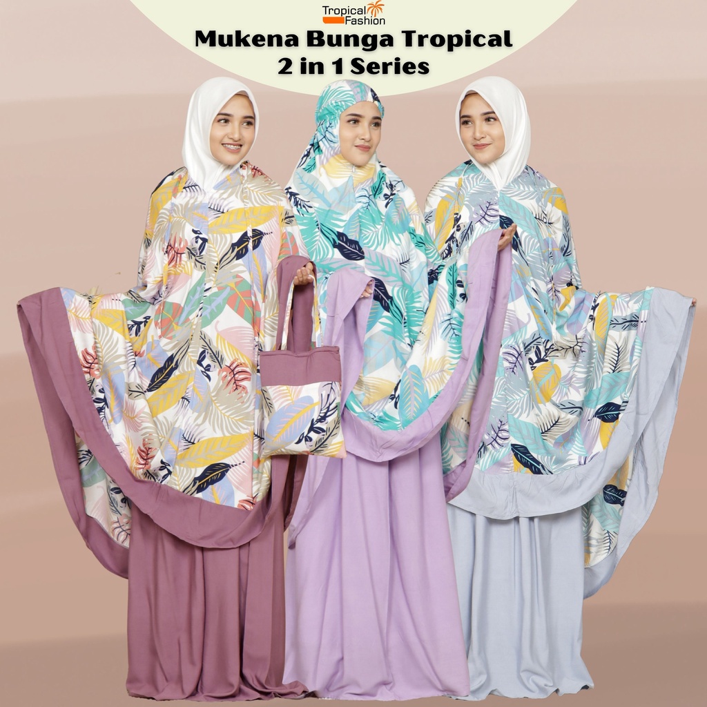 Mukena Bali Bunga Tropical 2 in 1 By Zahwa Untuk Dewasa Dan Remaja Bahan Rayon Premium Murah dan Terbaru