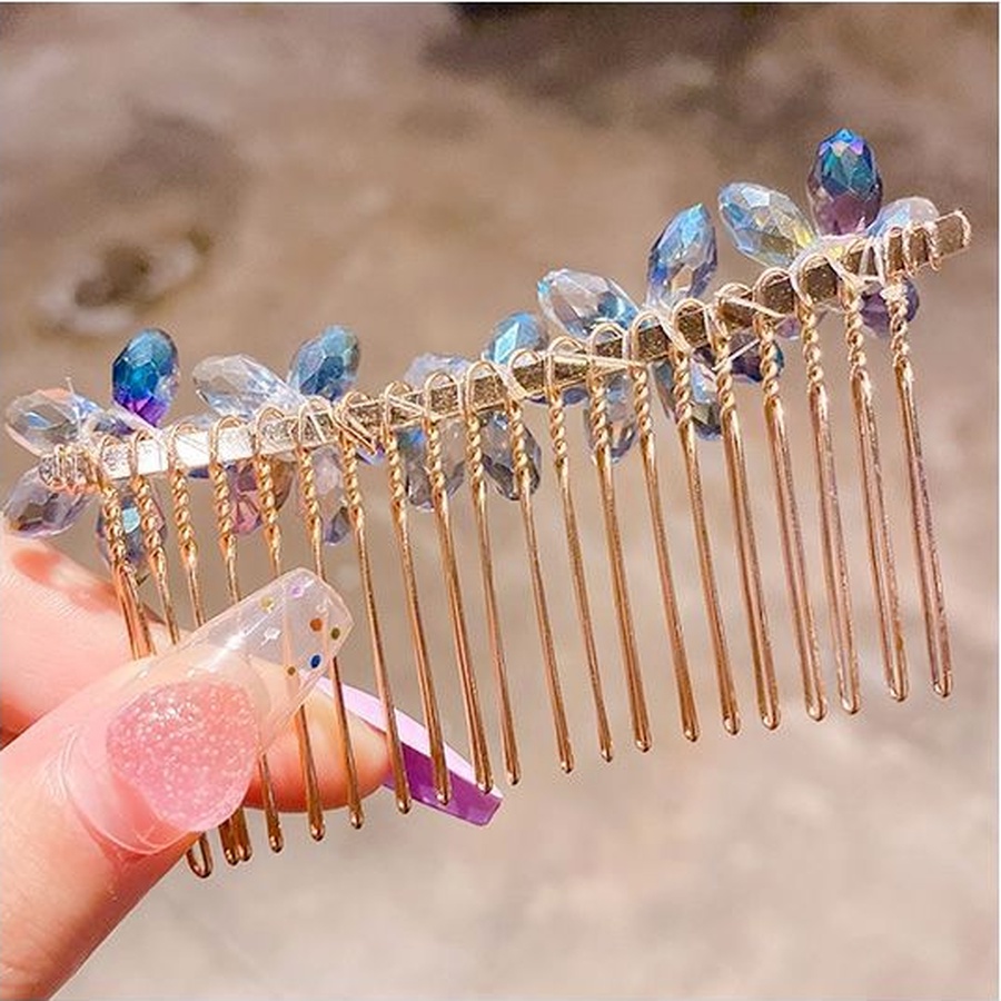 Sisir Sirkam Tiara Kristal Mutiara Berlian Imitasi Handmade Gaya Korea Aksesoris Rambut Pengantin Wanita