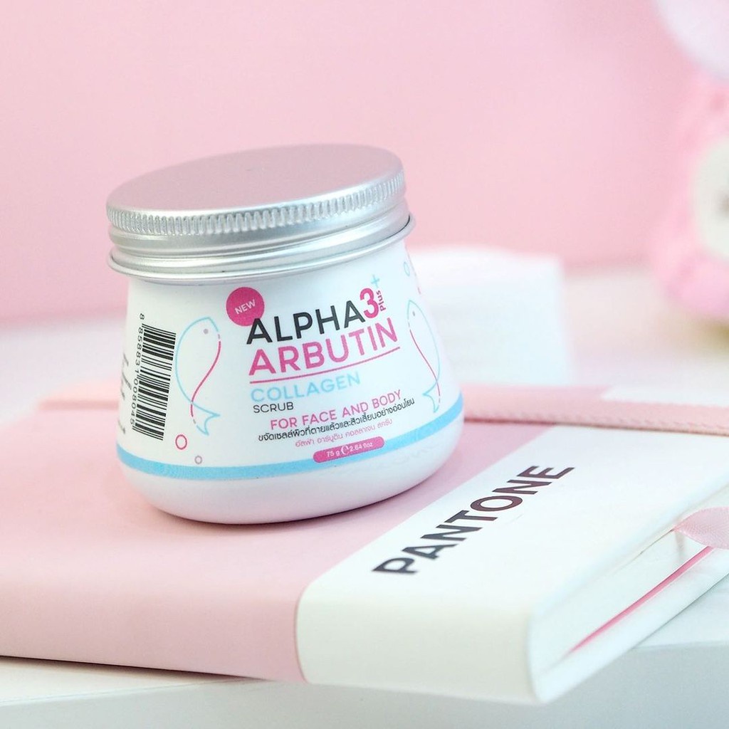 [COD] Alpha Arbutin Collagen Scrub Vitamin C AMPUH Mencerahkan dan Melembabkan 75 Gram BPOM 100% Original Thailand