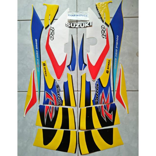 Striping satria lumba biru kuning