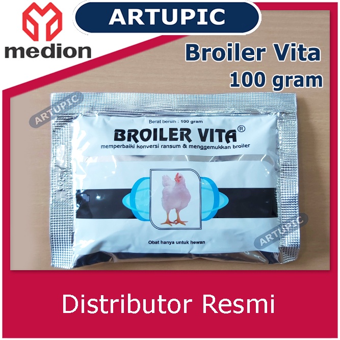 Broiler Vita 100 gram Anti Stress Mempercepat Pertumbuhan Ayam Broiler Nafsu Makan Medion Artupic