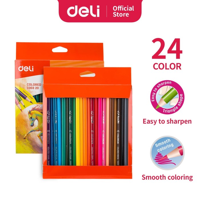 

WARNAPENSIL- DELI - EC00320 / PENSIL WARNA ANAK ISI 24 PCS / PERALATAN SEKOLAH - 12COLOR EC00300