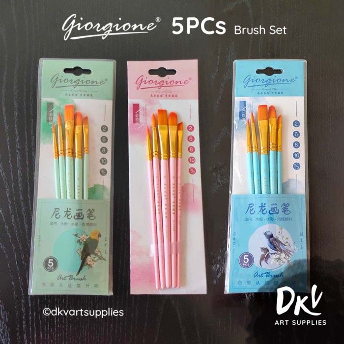 

(DISKON TERMURAH) Giorgione Brush Set G-158 | Kuas Lukis Set 5 Bird Series - Merah Muda