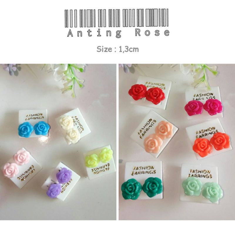Anting rose / Anting Mawar / Anting Bunga plastik/Anting tusuk /Anting tusuk plastik