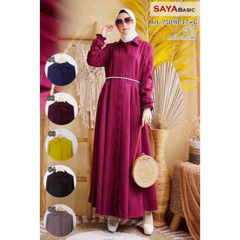 saya basic cotunfurla/gamis furla polos(75090)/gamis lebaran