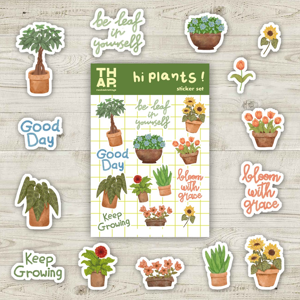 

Sticker Set Hi Plants! / Stiker potongan / Stiker ilustrasi / Hiasan - Jurnal - Diary