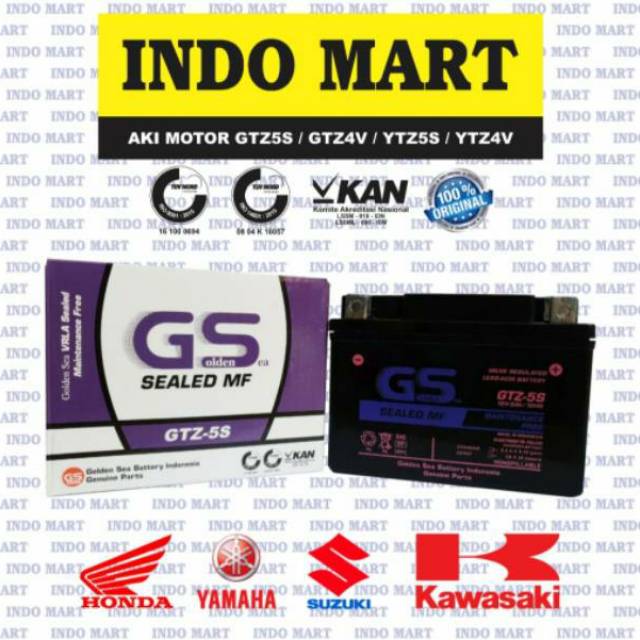 Jual Aki Motor Honda Beat FI CW CBS CARBU KARBU GTZ5 GTZ5S GTZ 5S GS