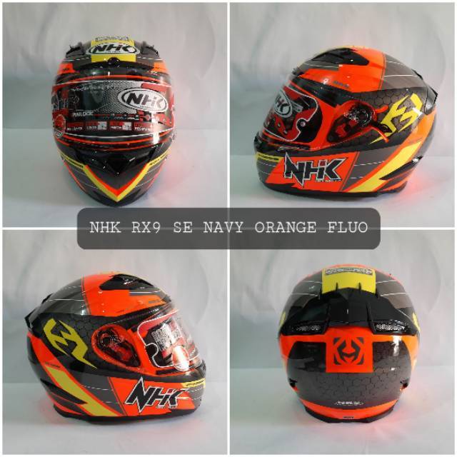 NHK RX9 NAVY ORANGE FLUO NHK SE GRAPHIC ORANGE FLUO - YELLOW ORIGINAL HELM NHK RX9 PAKET GANTENG