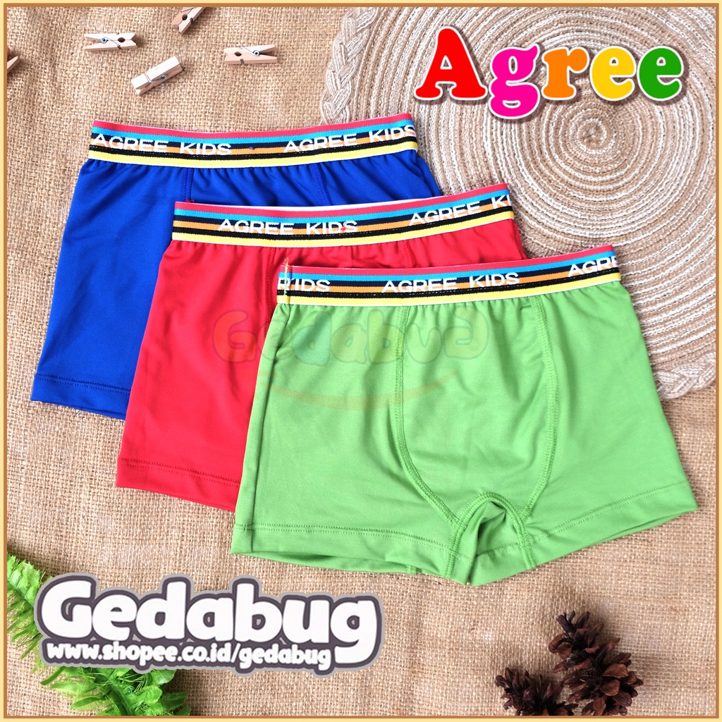 ( 3 Pcs ) CD Agree Kids 6170 | Celana Boxer Anak Polos | Celana Dalam Berkualitas