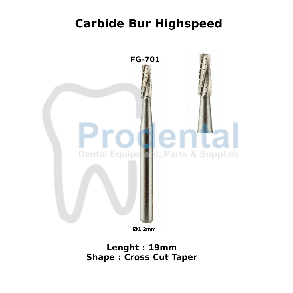 Dental Bur Tulang Carbide Tungsten Fissure High Speed FG701 Bur Crown Remover Bur Bongkar Crown seperti SS White