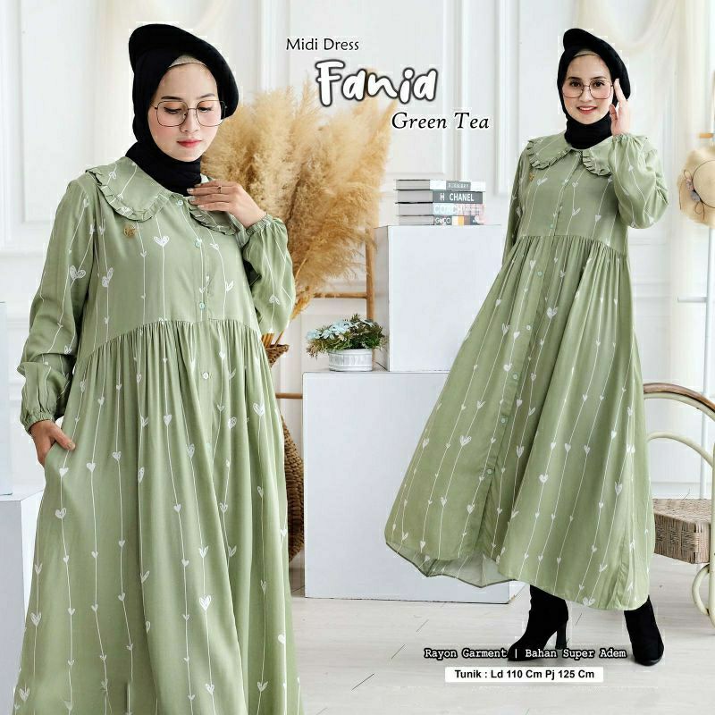 FANIA MIDI DRESS RAYON MOTIF TERBARU / FANIA MIDI DRESS / BILOV DRESS / HILSA DRESS / DRESS RAYON JU