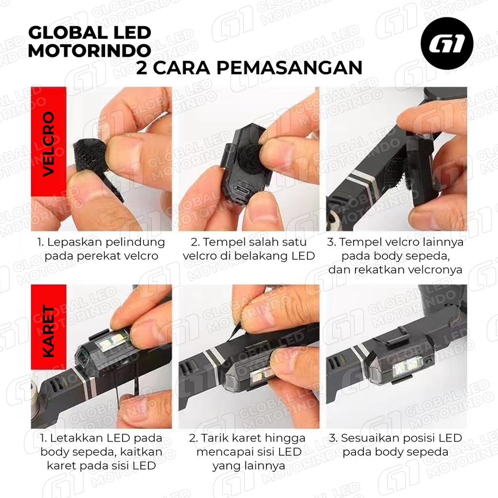 [WERACE] Strobo Lampu LED 7 Warna Universal Anti Tabrakan Untuk Motor / Pesawat / Drone / Sepeda + kabel Charger USB