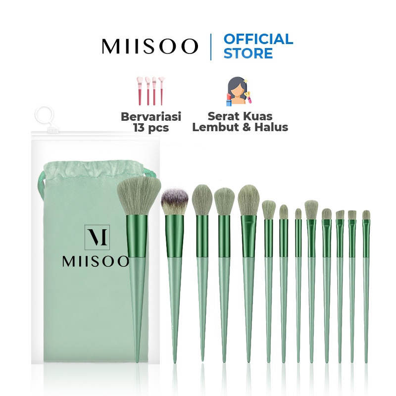 MIISOO Make up Brush Set 13Pcs Kuas Makeup Set Kosmetic Brush Powder Eye Shadow Foundation Blusher Blending Beauty