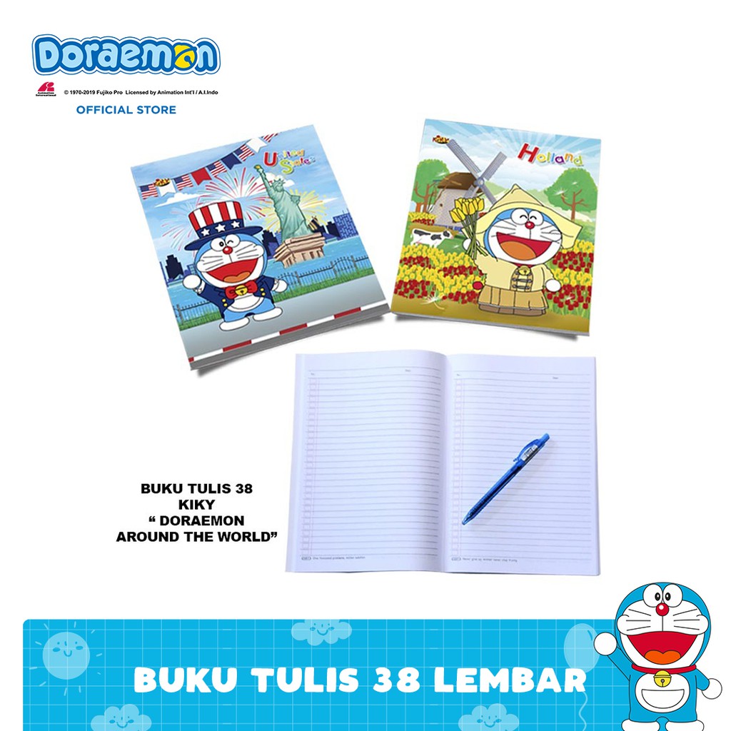 Doraemon Buku Tulis Kiky 38 Lembar - isi 10 Pcs