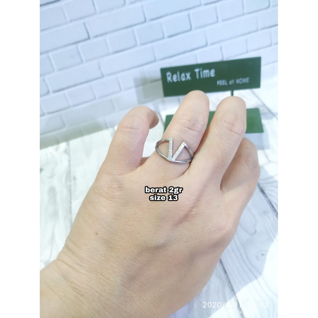 CINCIN COR V MATA ZIRCON PERAK ASLI S925 GLOBAL JEWELLERY CE048