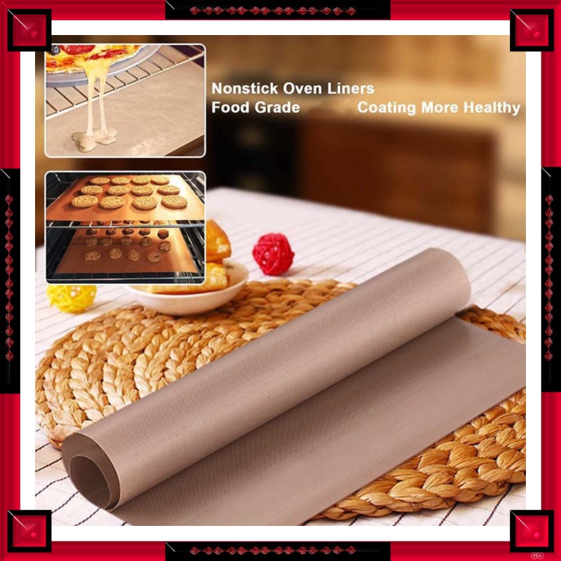 GS8 Alas Masak Non-stick Reusable Cake Oven Baking Tray Mat TW-294 TEENRA Brown Diskon