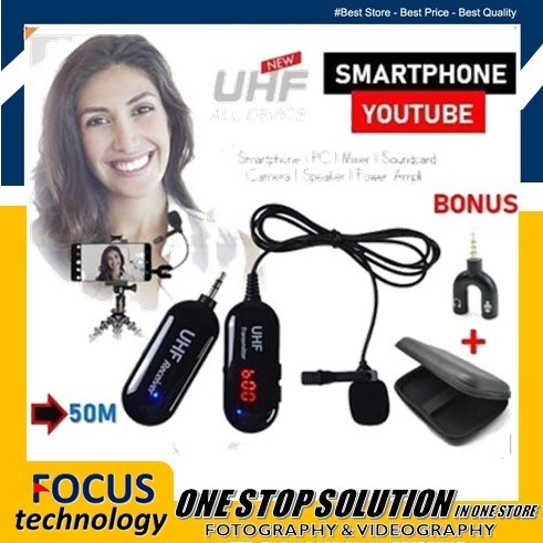 Microphone Mic Clip On Wireless 2.4G PRANK VLOG untuk Smartphone Dslr