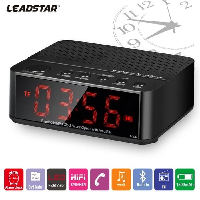 Speaker Bluetooth Dengan Jam Digital dan Radio Fm