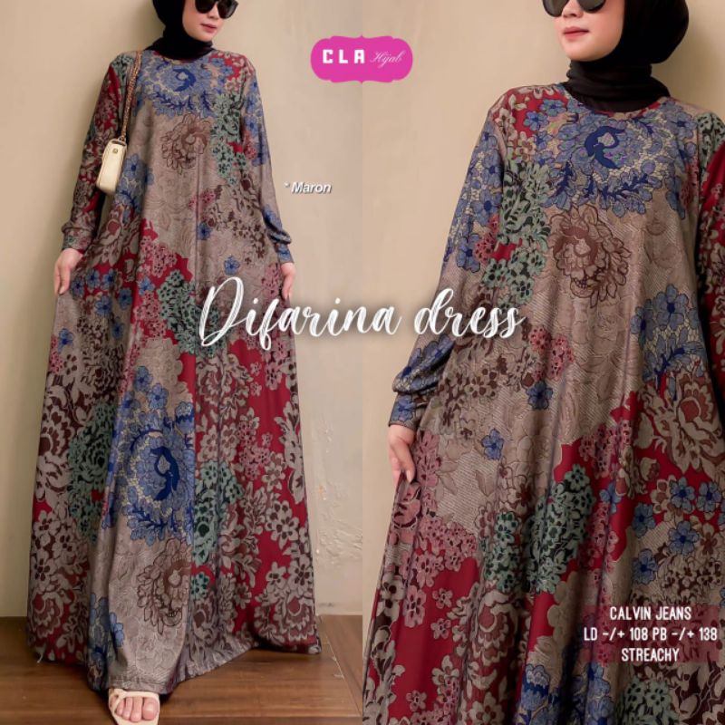 DIFARINA DRESS VENYA MAXY CAMRY DRESS MERANI MAXY GAMIS JUMBO CALVIN JEANS MOTIF ABSTRAK MOTIF BUNGA