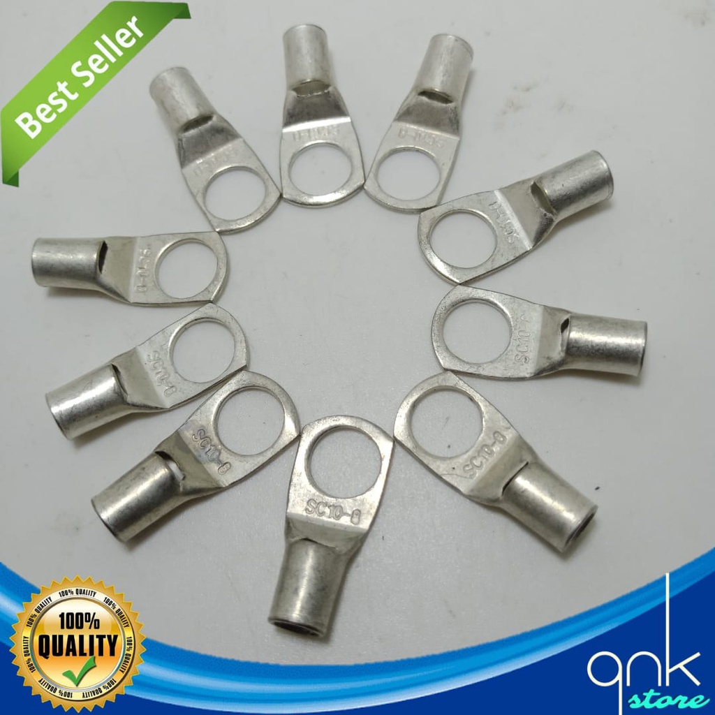 Skun NYAF 10mm Skun Ring SC10-8 Tembaga Putih Baut 12 Scun Ring Scun 8 AWG