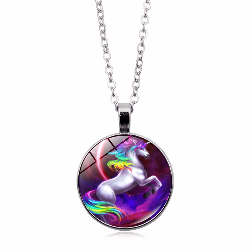 Hu Hu Hu Hu Hu Alat Bantu Pasang Kacamata♡ Kalung Dengan Liontin Unicorn Warna-Warni Untuk Pria Dan Wanita