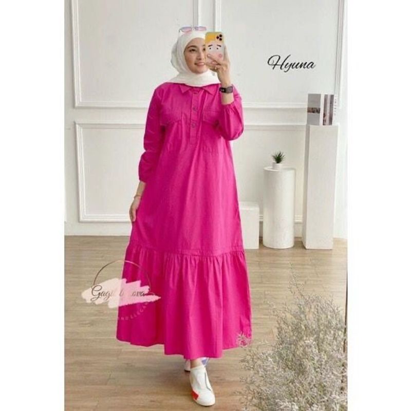 Midi Dress. Dress Muslim. Pakaian Wanita. Fashion Muslim. Fashion Wanita. Midi Dress HYUNA