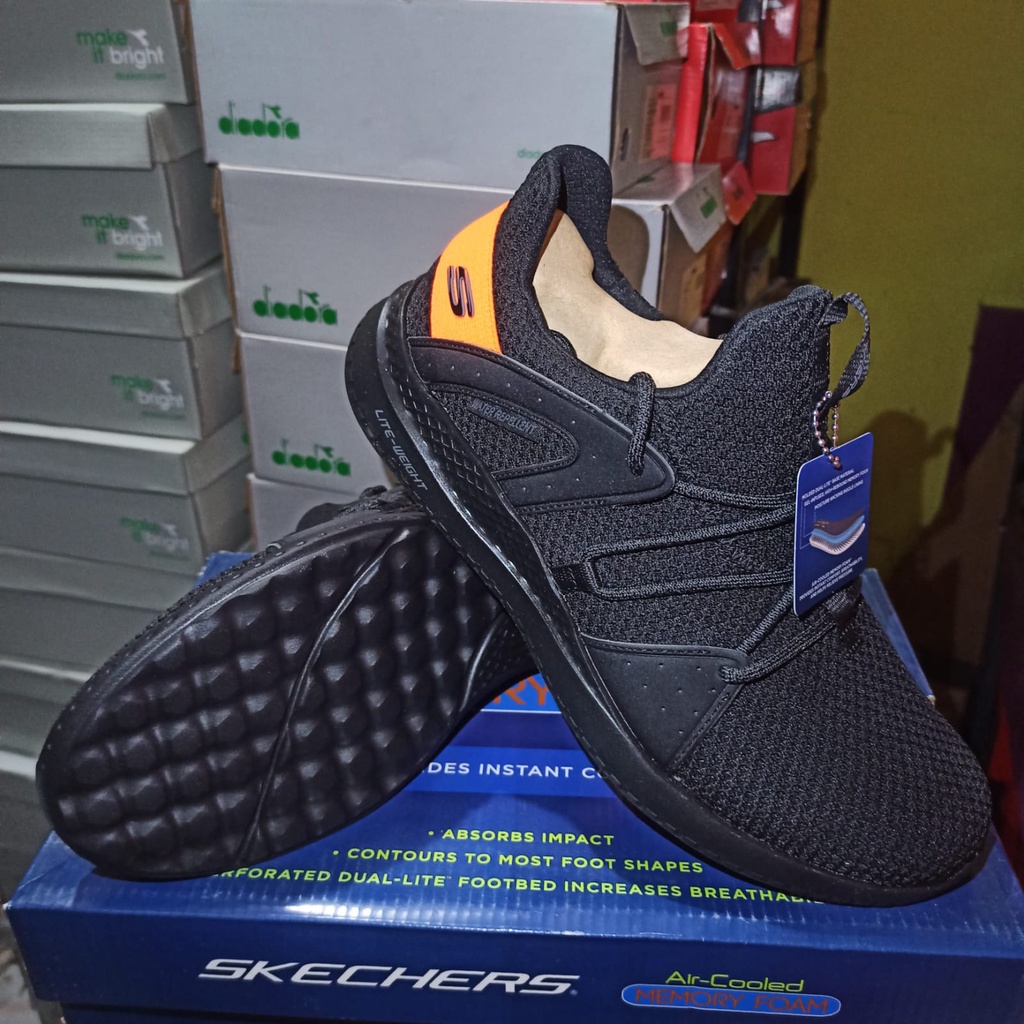 Skechers Matera Strongland 51865-BKOR Sepatu Sneaker Running Pria Original