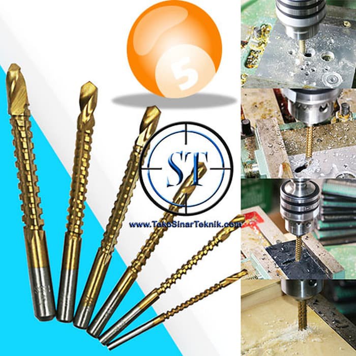 Mata Bor Gergaji 3mm 4mm 5mm 6mm 6,5mm 8mm HSS Drill Bits Titanium Coated 2 Fungsi Lobang