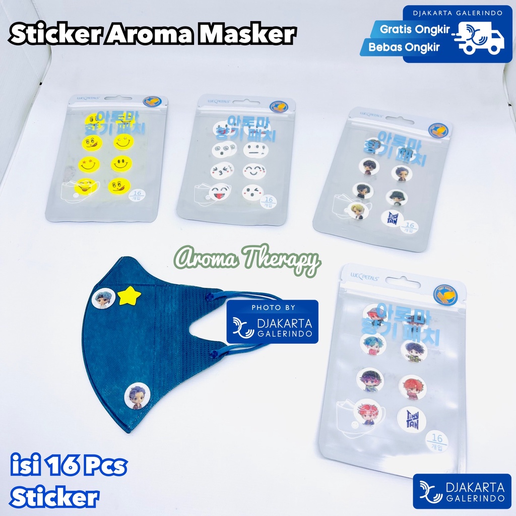 Stiker Aroma Masker / Sticker Masker / Masker Patch / Aromaterapi Pengharum Masker isi 16Pcs