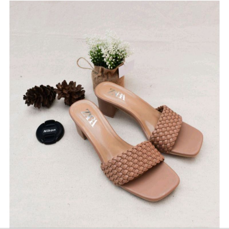 promo ramadan Sandal wanita heels kepang 5 cm