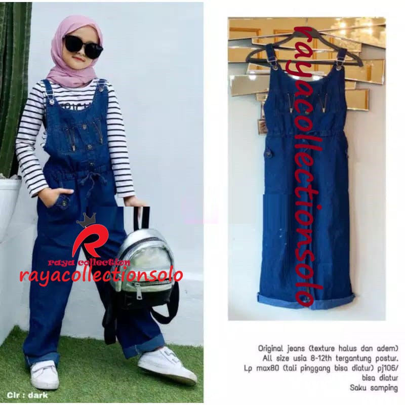 Zip Zip Overall Jeans Anak / Erika Jumpsuit Anak / Ferita Kids Jumpsuit Jeans Anak