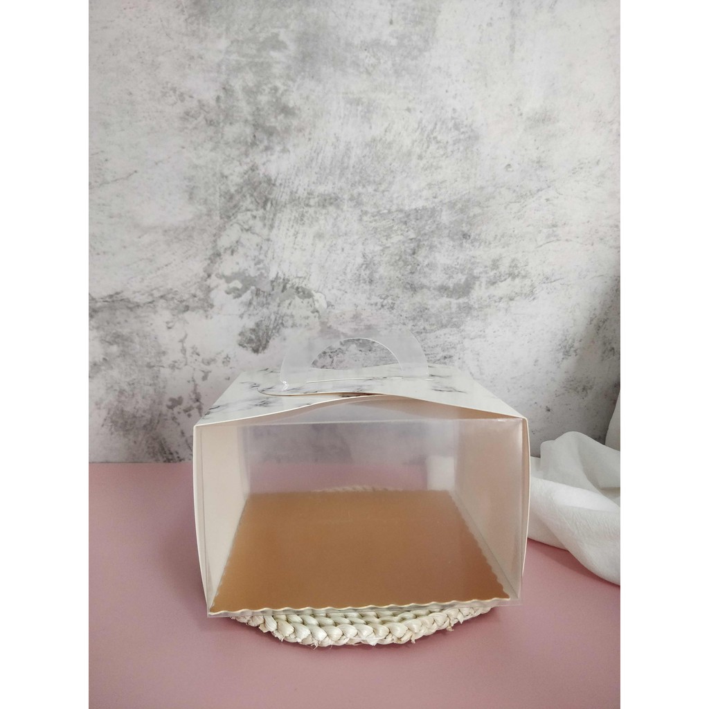 

Box Kotak Dus Kue Tart Mini Motif Marble Plus Alas (4 inch) 16*16*10 CM
