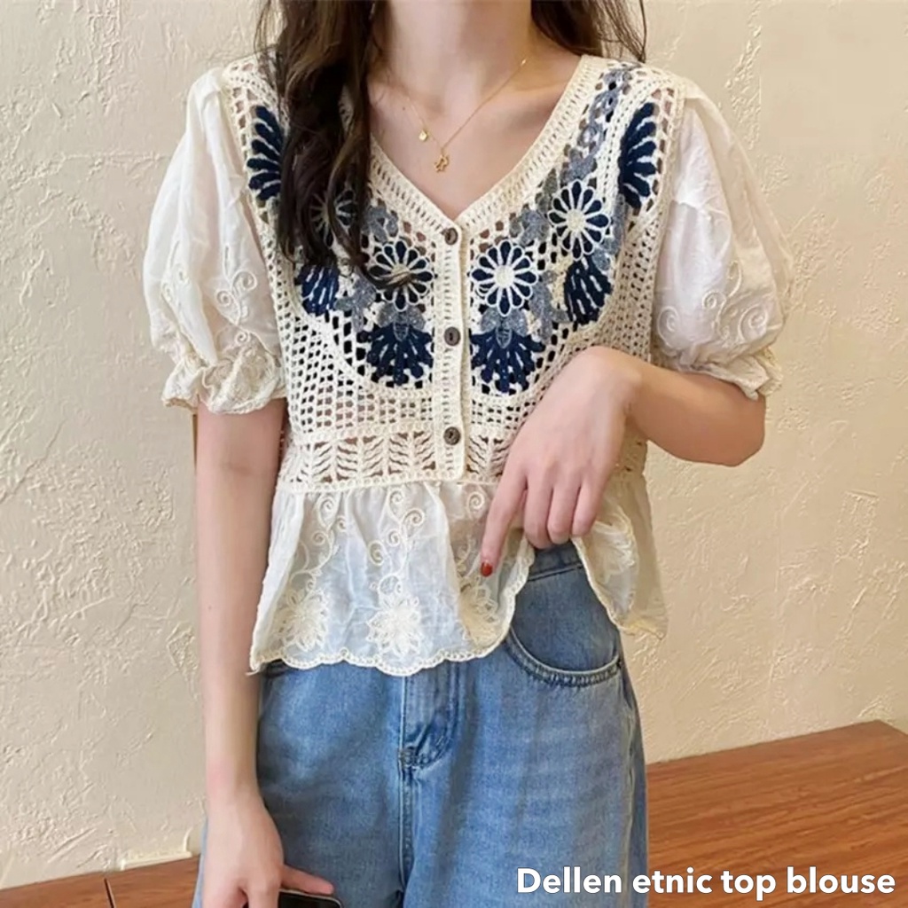 Dellen etnic top blouse -Thejanclothes