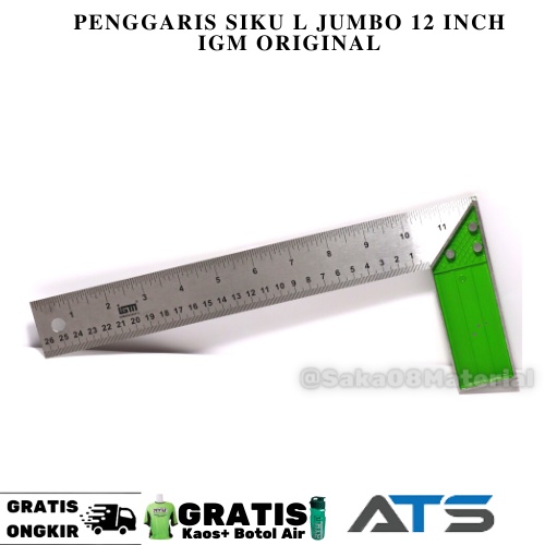 IGM Penggaris Siku Jumbo 12 Inch Tebal Original Terbaru Penggaris Siku Tukang Penggaris Siku Tebal P