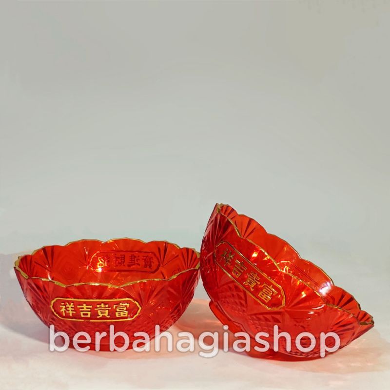 Mangkok Merah Sembahyang Bahan Kristal Impor 1 PCS