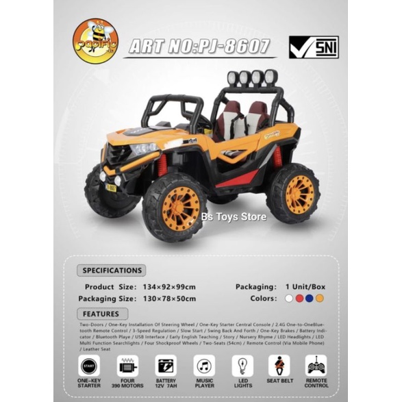 MAINAN ANAK MOBIL AKI PACIFIC PJ 8607 JEEP LEGION 4 WD