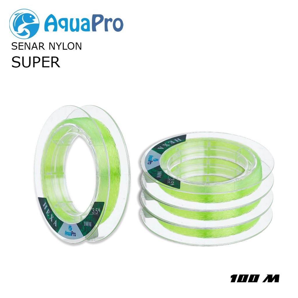 AquaPro Senar Pancing HEXA Nylon 100M Senar Pancing Monofilament Super Line Benang Mancing Sungai Danau Muara Empang Murah