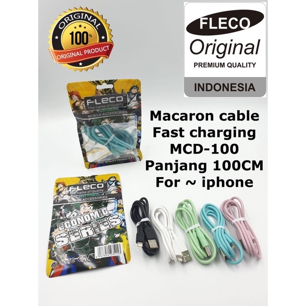 PROMO KABEL DATA MACARON FLECO MCD100 MICRO TYPE C IP SOFT COLOUR NEW